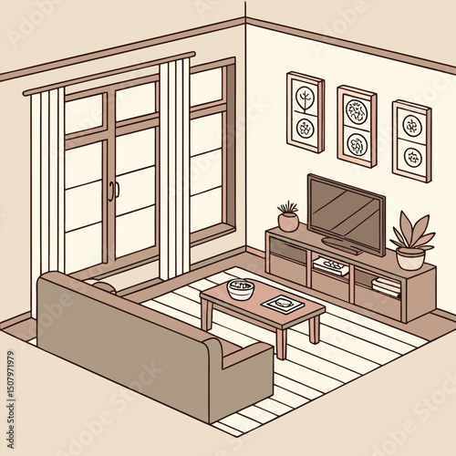 Home Interior Flat Scene