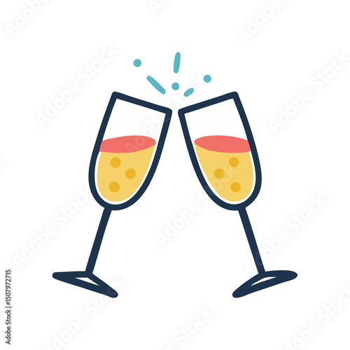 Two Champagne Glasses Clinking in a Toast
