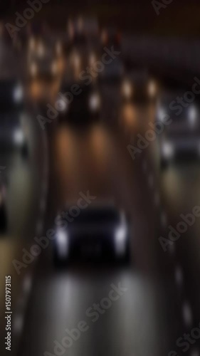 blurry video of a freeway at night with heavy car traffic