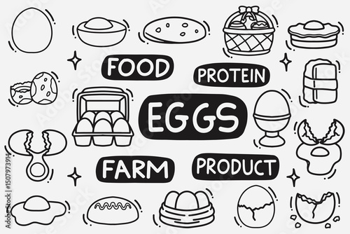 set of eggs doodle good for background, wallpaper, element design, icon, etc