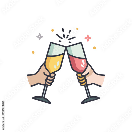 Hands Clinking Glasses in a Toast