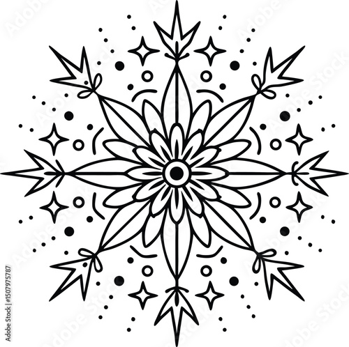 A decorative mandala set featuring intricate and floral designs—a geometric mandala with floral and leaf-inspired motifs.