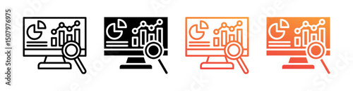 Monitoring Multi Style Icon Set Vector 