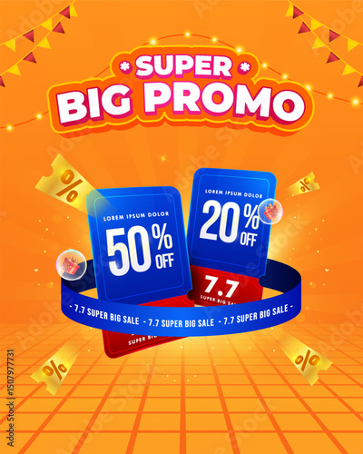 7.7 Big sale, discount promotion event banner template and social media post