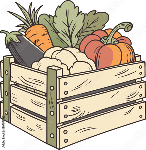 wooden crate with fruits