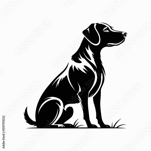 A single dog animal silhouette vector illustration.