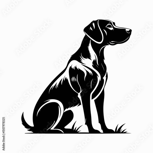 A single dog animal silhouette vector illustration.