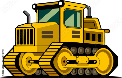 yellow bulldozer isolated on white
