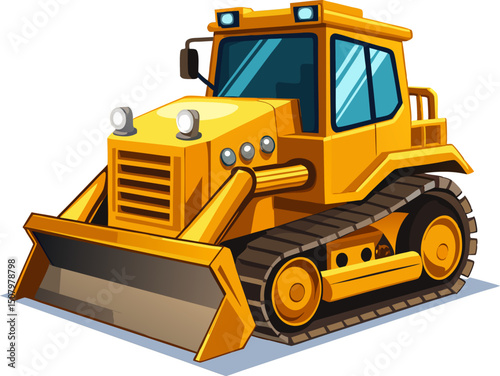 yellow bulldozer isolated on white