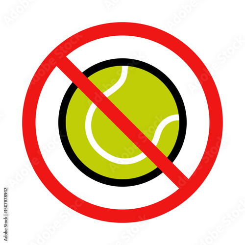 No Tennis Sign on White Background