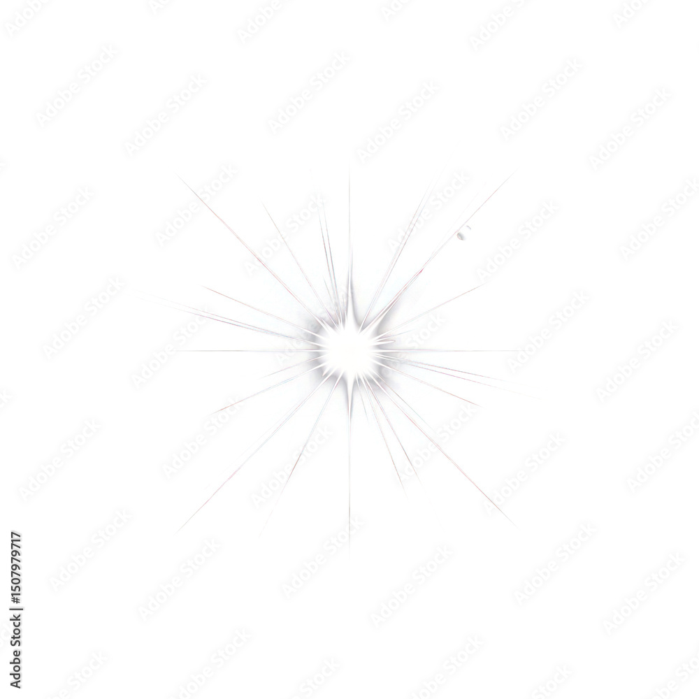 Obraz premium White glowing bright star isolate on transparency background