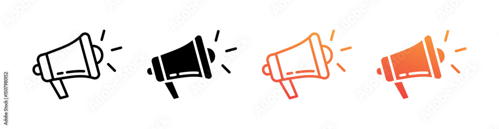 Megaphone Multi Style Icon Set Vector Megaphone Multi Style Icon Set Vector