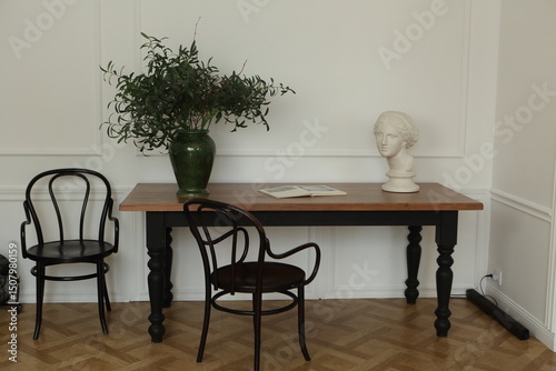 Bright living room in beige tones