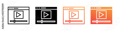 Video Multi Style Icon Set Vector 