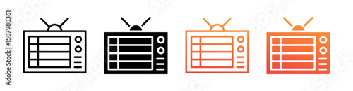 Fotografie Radio Multi Style Icon Set Vector