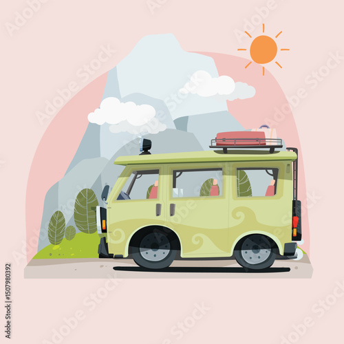 cartoon tourist bus