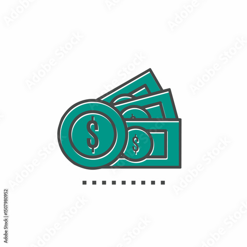 Colored icon template. Money icon. Colored vector design.