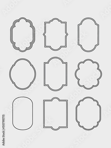 Decorative frames. Retro ornamental frame, vintage rectangle ornaments and ornate border. Decorative wedding frames, antique museum picture borders or deco devider. Isolated icons vector set