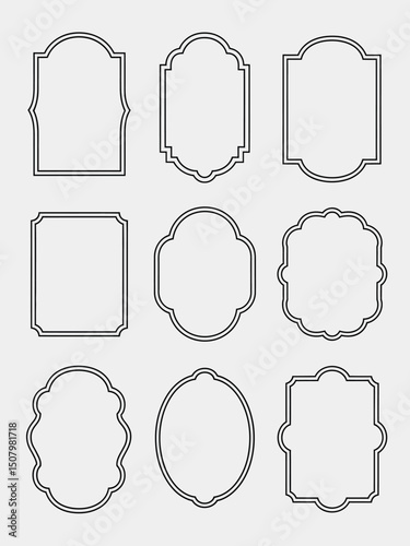 Decorative frames. Retro ornamental frame, vintage rectangle ornaments and ornate border. Decorative wedding frames, antique museum picture borders or deco devider. Isolated icons vector set