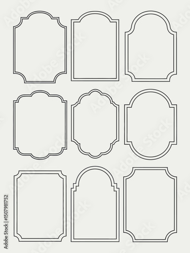 Decorative frames. Retro ornamental frame, vintage rectangle ornaments and ornate border. Decorative wedding frames, antique museum picture borders or deco devider. Isolated icons vector set
