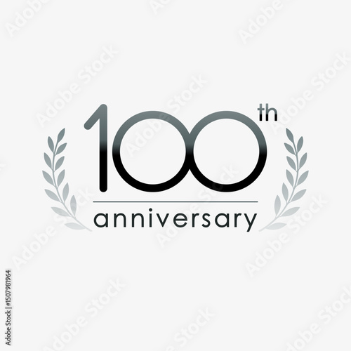 100 years modern minimalist logo. classic style with leaves by side. dark colors, light background. events, celebrations, anniversary