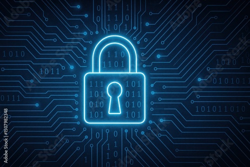 Wallpaper Mural Glowing Blue Padlock on a Circuit Board Background Torontodigital.ca