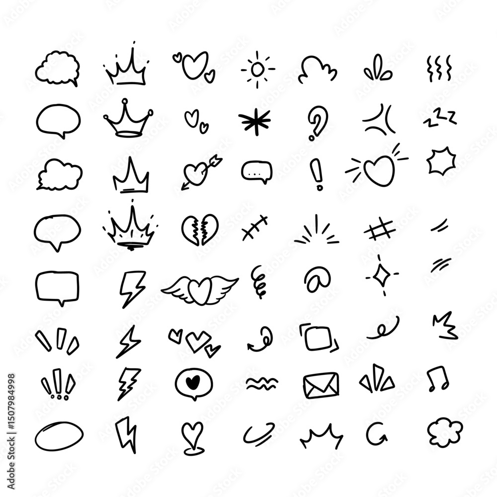 Naklejka premium Collection of Hand-Drawn Doodle Icons 
