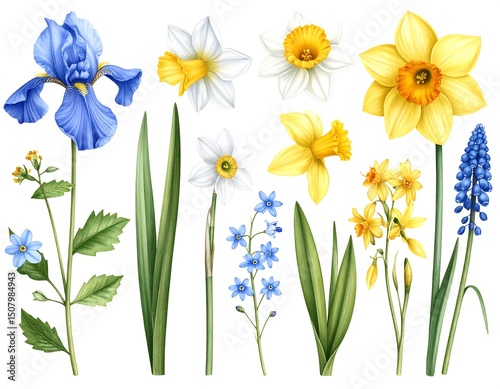 Spring flowers in watercolor