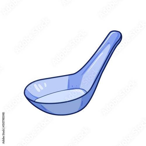 utensil ceramic soup spoon cartoon vector illustration