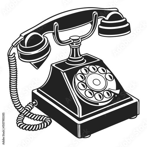 old phone isolated on white background