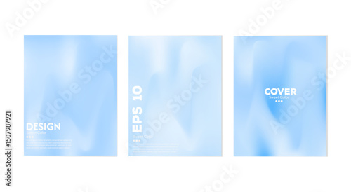 Collection of sky blue wave backgrounds with soft and shiny pastel color gradations. Luxurious pastel color combination.