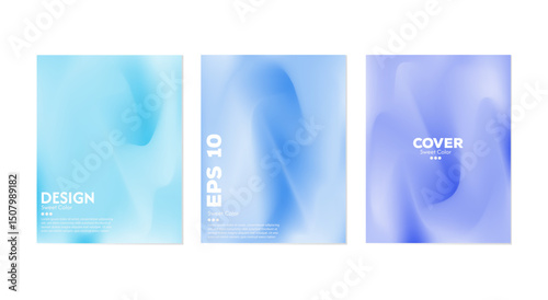 Collection of sky blue wave backgrounds with soft and shiny pastel color gradations. Luxurious pastel color combination.