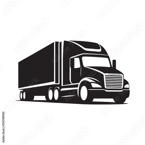 Silhouette of a modern semi-truck.