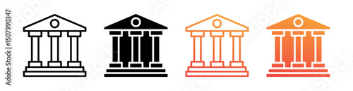 Bank Multi Style Icon Set Vector 