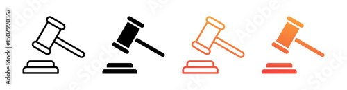 Auction Multi Style Icon Set Vector 