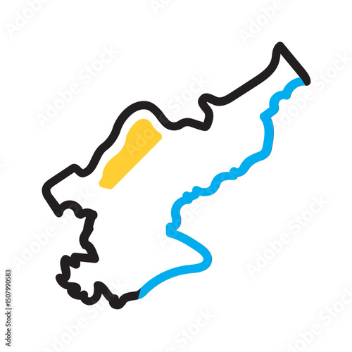 Vector multi color icon for Korea map