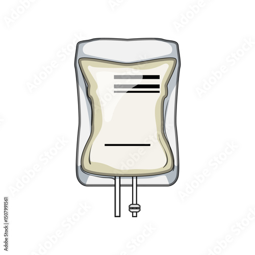 saline iv fluid bag cartoon vector illustration