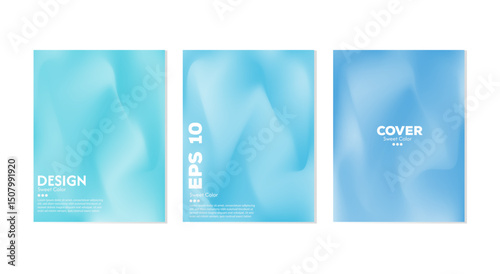 A collection of minimalist sky blue wave backgrounds with soft and shiny pastel color gradations. A luxurious combination of pastel colors.