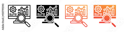 Monitoring Multi Style Icon Set Vector 