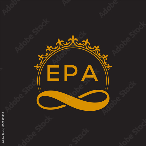 Initial EPA Letter Linked Logo for business and company identity. Modern EPA Letter Logo Vector Template with modern trendy golden logo.
