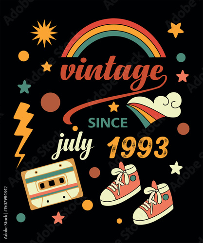 Vector Design Template Likely Created in July 1993 with Basic Color Palette