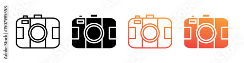 Camera Multi Style Icon Set Vector 