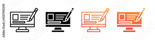Blogging Multi Style Icon Set Vector 