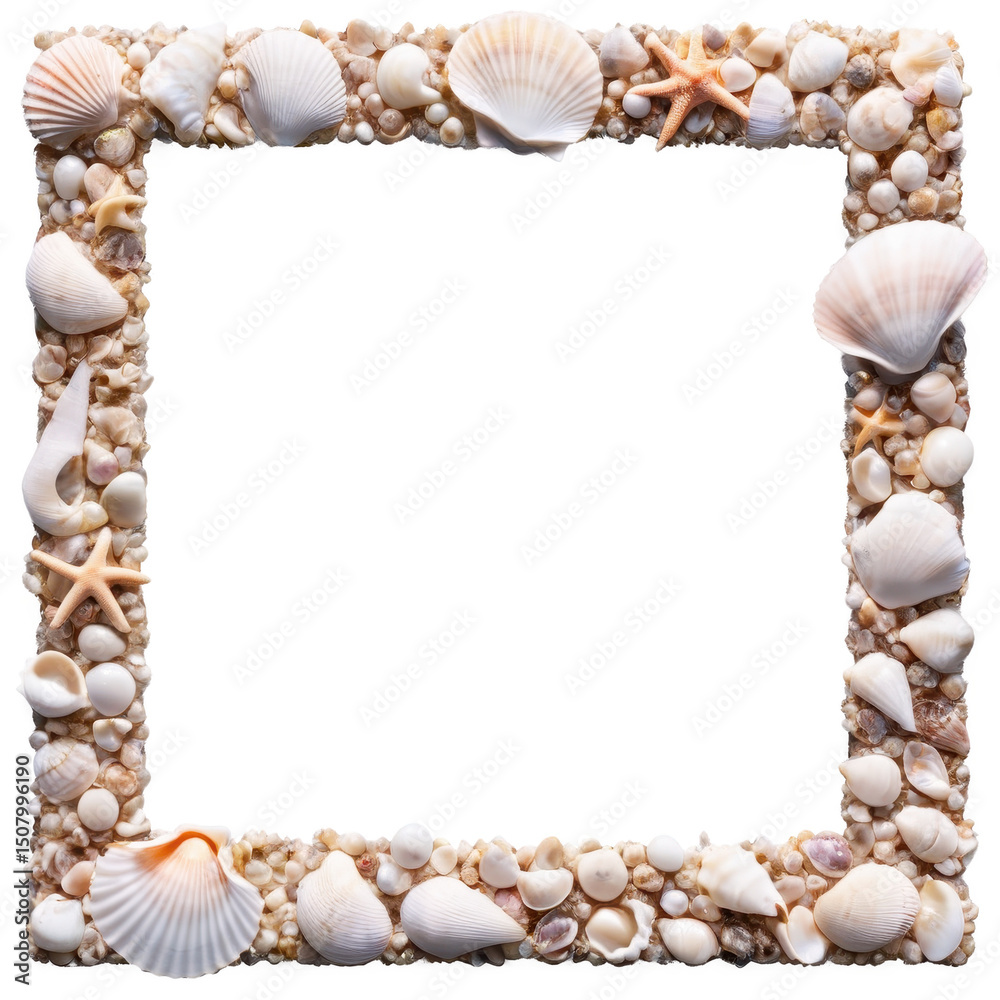 Obraz premium Seashell Frame Delicate Beach-Themed Border for Your Designs