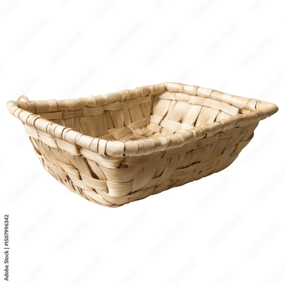 Obraz premium Handwoven Palm Leaf Basket Small Rectangular Woven Basket for Home Decor and Organization