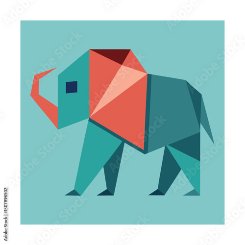 Colorful geometric illustration of an elephant creative modern animal design for projects