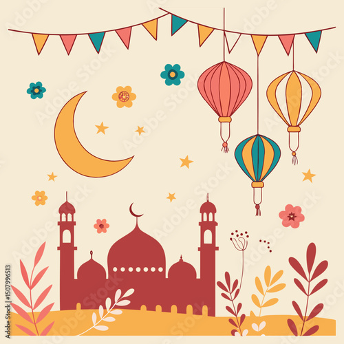 Eid Mubarak cultural muslim festival Islamic background design