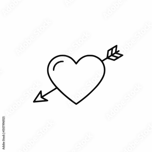 Simple line drawing of a heart with an arrow going through it.