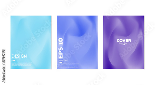 A collection of soft and elegant blue purple gradient abstract wave backgrounds. A combination of luxurious pastel colors.