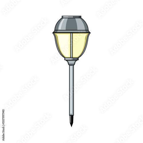 light solar powered garden lamp cartoon vector illustration